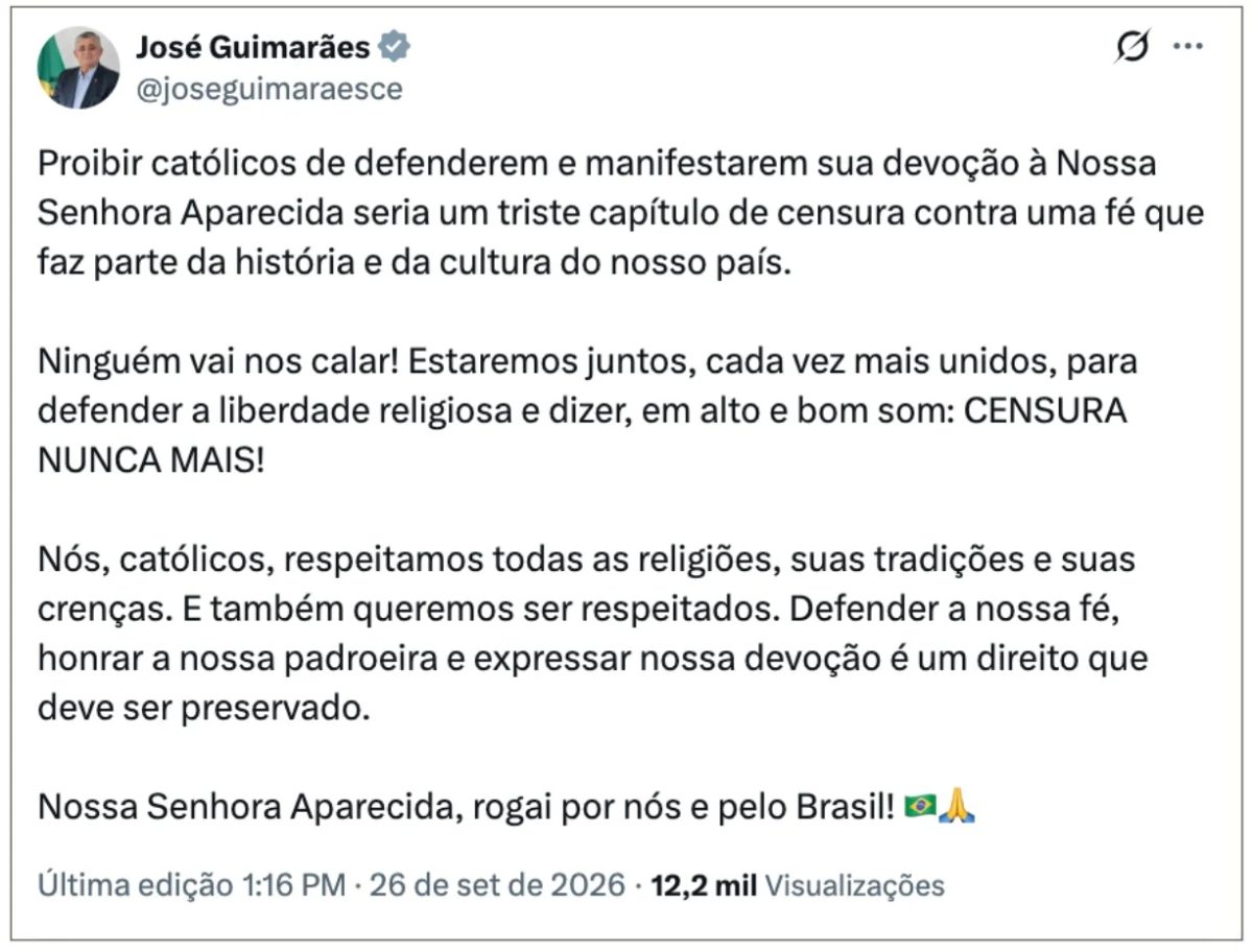 Aliados de Lula criticam Mendonça por tirar do ar fake news sobre padroeira