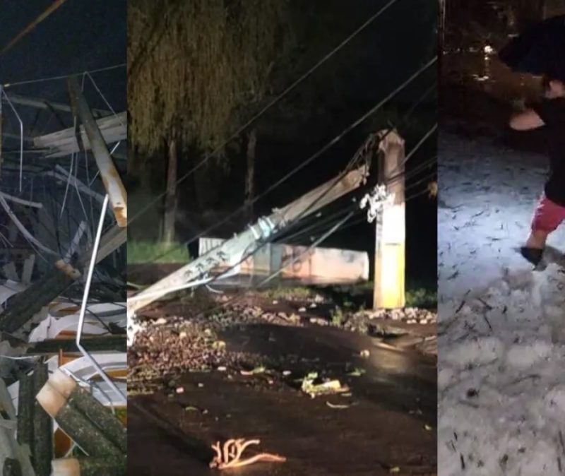 Capela destruída, 43 mil casas sem energia e mulher ‘afundando’ em granizo: cidade do Paraná está em situação de emergência após temporal