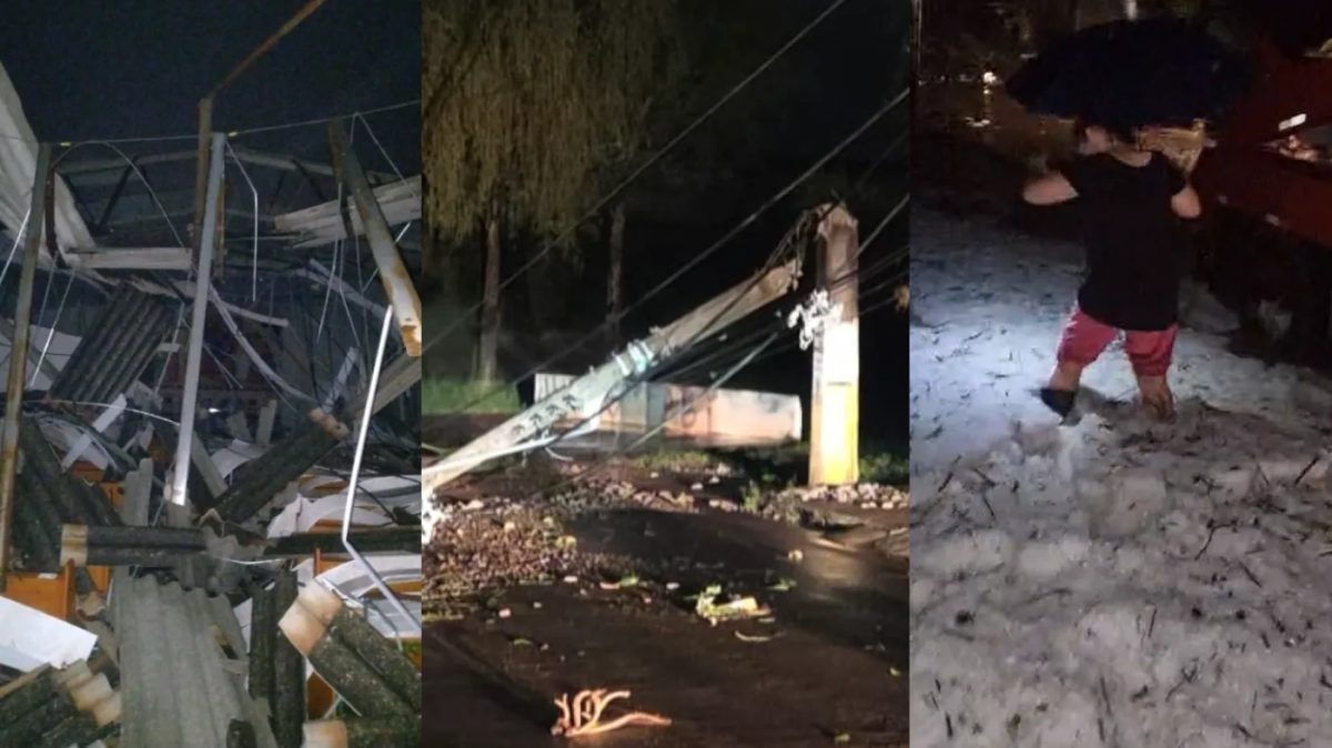 Capela destruída, 43 mil casas sem energia e mulher 'afundando' em granizo: cidade do Paraná está em situação de emergência após temporal