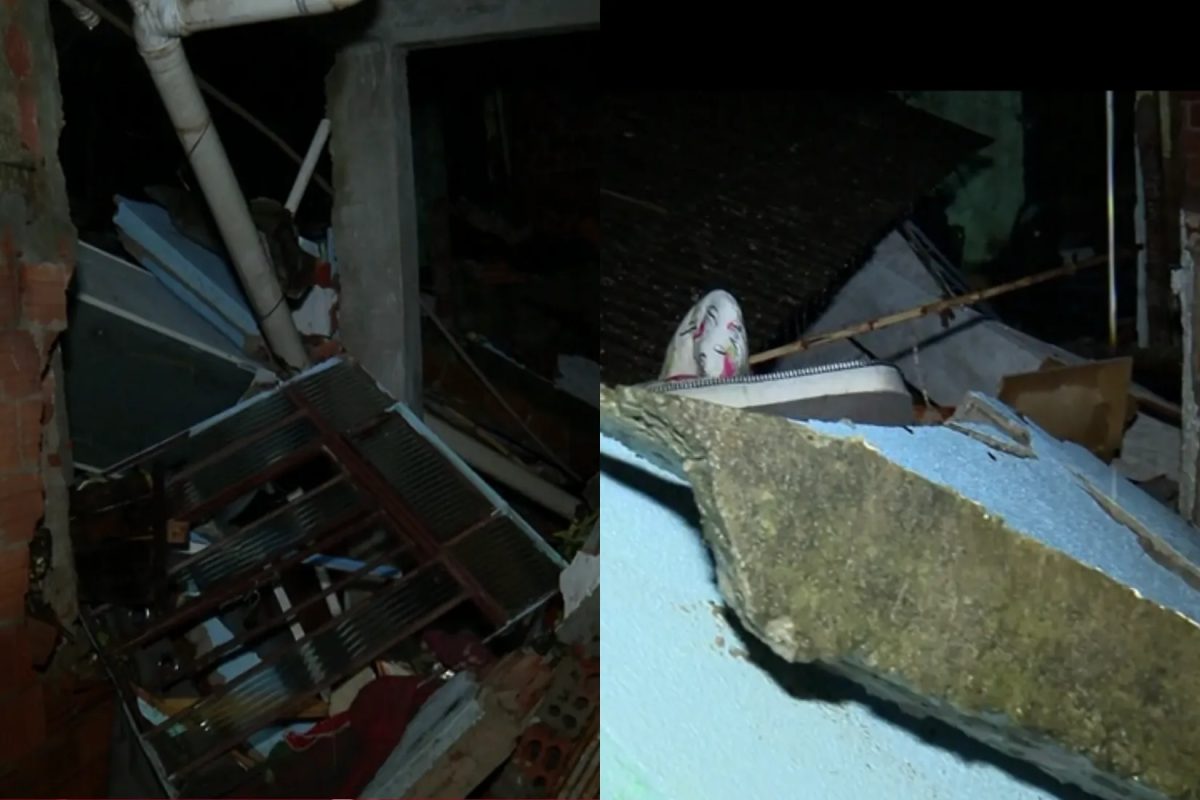Casal de idosos sai de casa pouco antes de imóvel desabar durante temporal em Curitiba; VÍDEO