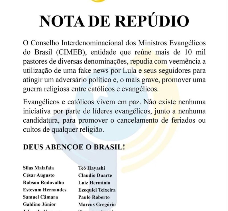 Caso Nossa Senhora: pastores dizem que Lula cria “guerra religiosa”
