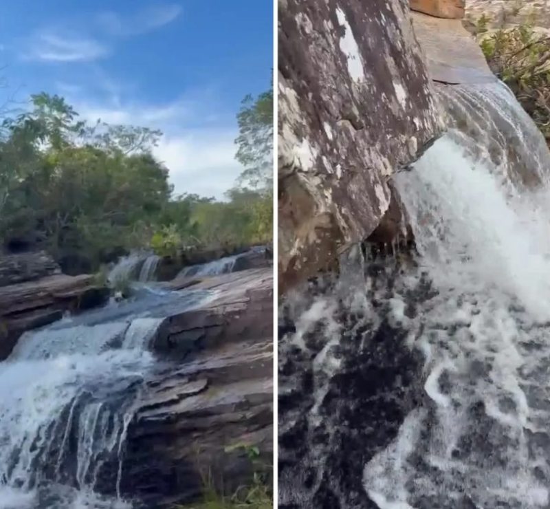 Conheça o paredão com cachoeira com quedas de até 30 metros que impressiona em Goiás
