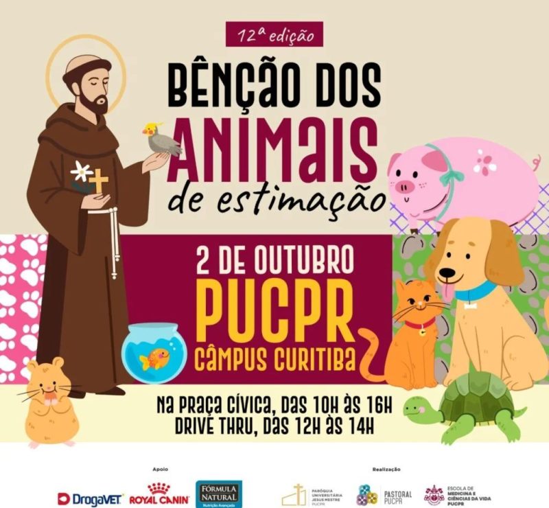 Curitiba tem a tradicional Bênção dos Animais na próxima sexta; veja onde levar seu pet