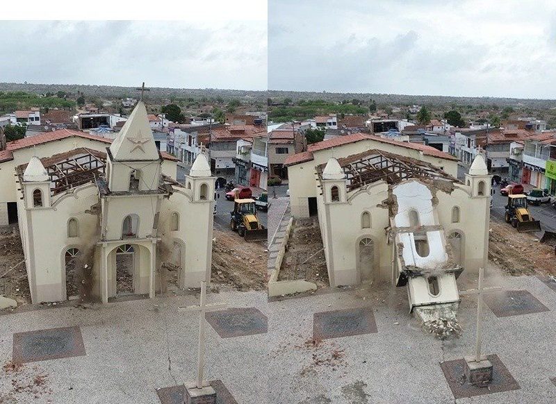 Igreja no interior baiano é demolida após mais de 80 anos para construção de novo templo