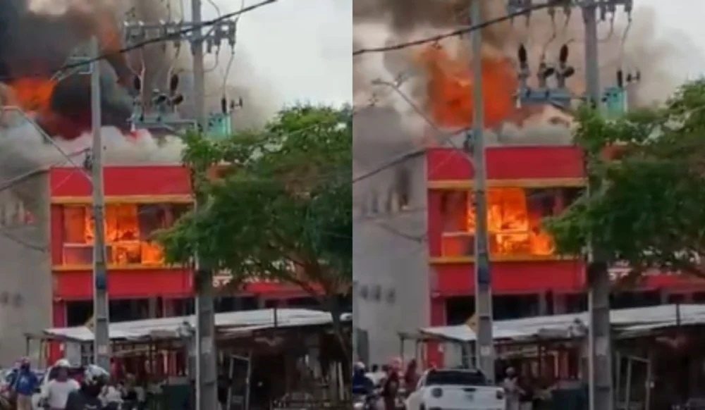Incêndio de grandes proporções atinge supermercado em Feira de Santana neste domingo