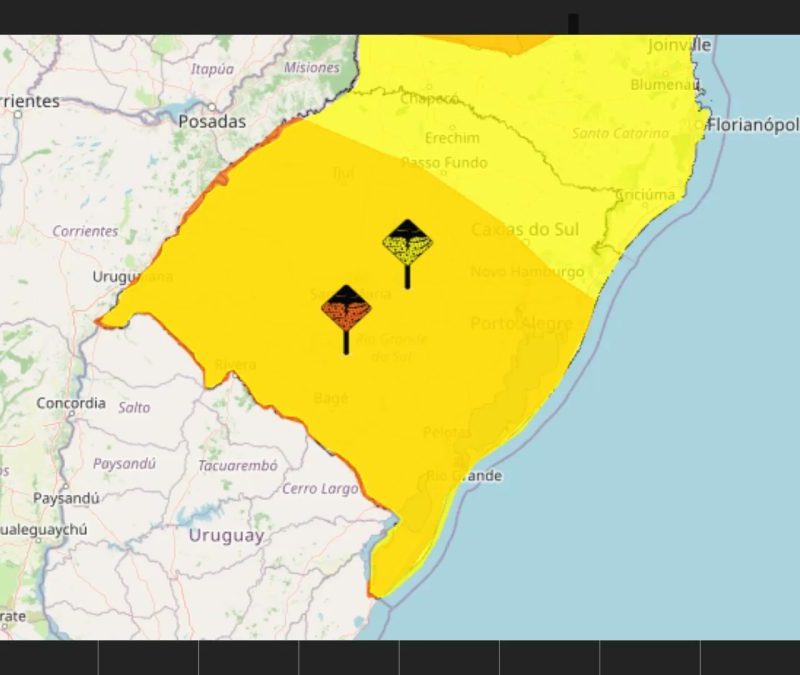 Rio Grande do Sul entra em alerta com temporais, granizo e vento de mais de 90 km/h