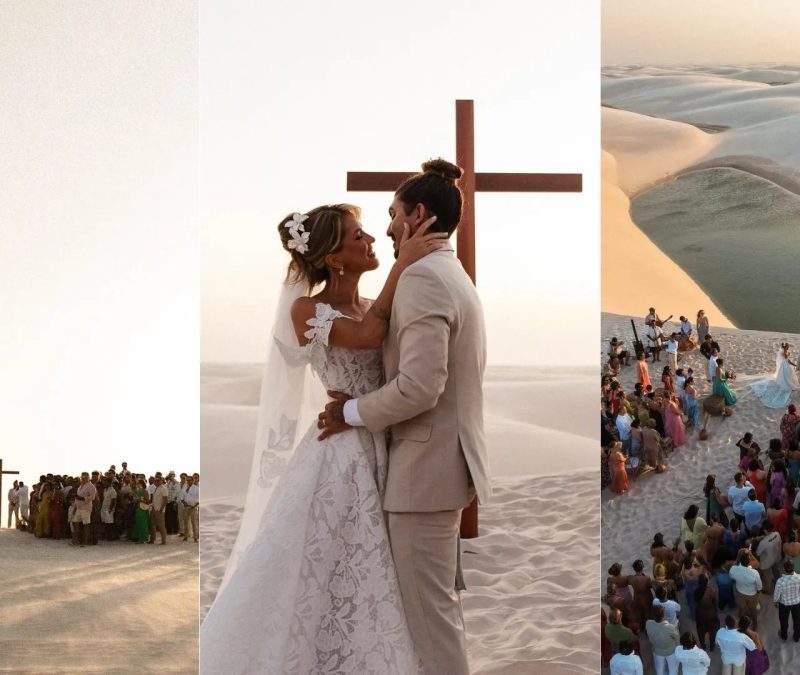 ‘Tinha que ser lá’: casal escolhe Lençóis Maranhenses para celebrar casamento
