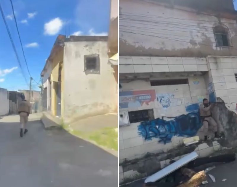 Vídeo mostra intensa troca de tiros após chegada de policiais em bairro de Salvador