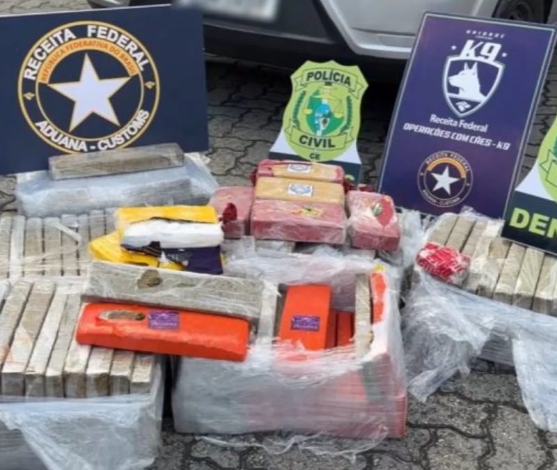 Ação conjunta da Polícia Civil e Receita Federal apreende 146 kg de drogas em Fortaleza; dois homens são presos