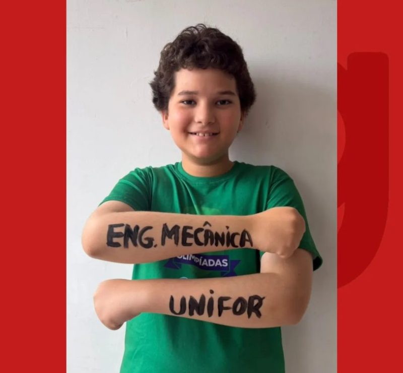 Baiano de 10 anos passa em 3º lugar no curso de engenharia mecânica em universidade de Fortaleza