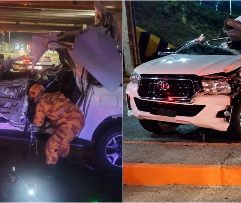 Caminhonete capota, mulher morre e outras três pessoas ficam feridas em Fortaleza