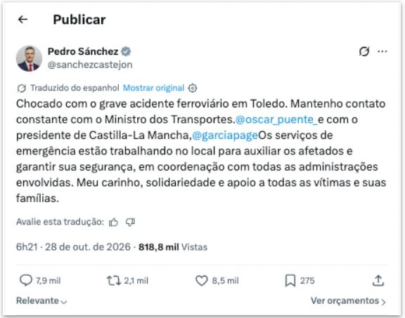 Colisão de trens na Espanha deixa ao menos 30 mortos