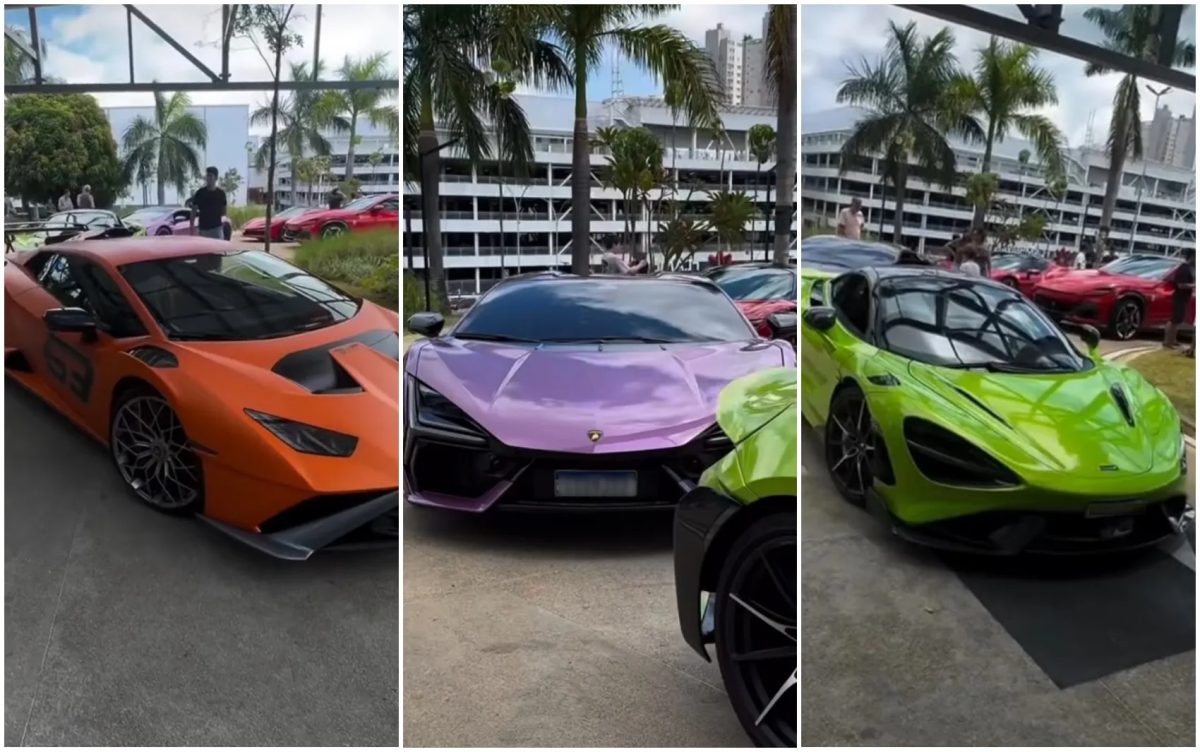 De Ferrari a Lamborghini: comboio que chamou atenção em Goiânia tinha carros de até R$ 7 milhões