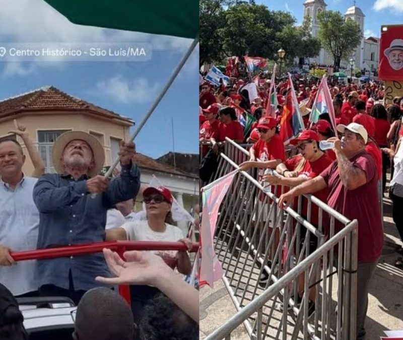 Em ato no Centro de São Luís, Lula reúne adversários locais no mesmo trio elétrico
