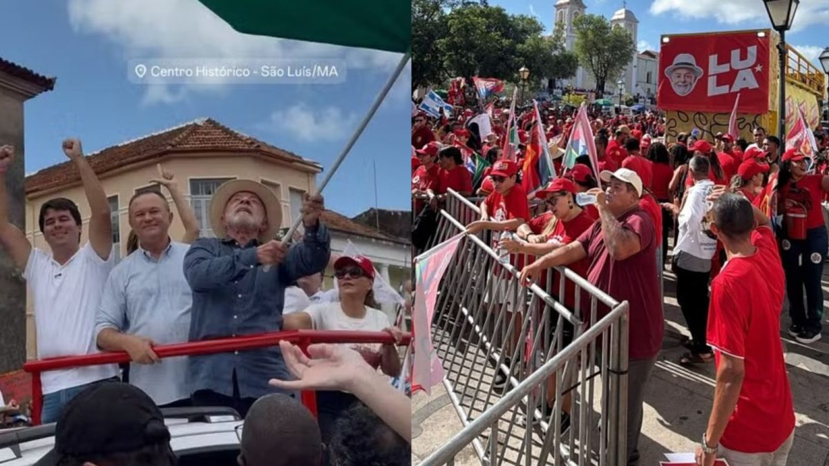 Em ato no Centro de São Luís, Lula reúne adversários locais no mesmo trio elétrico