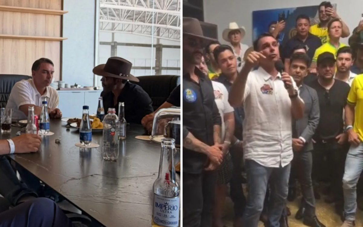 Flávio Bolsonaro se encontra com Gusttavo Lima e outros cantores sertanejos em Goiás; vídeo