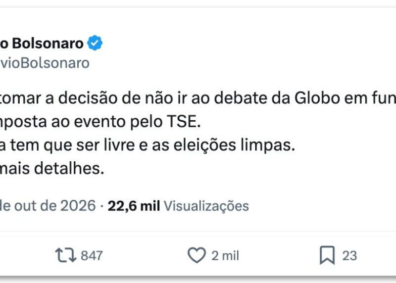 Flávio desiste de ir a debate da “Globo” e cita “censura” do TSE
