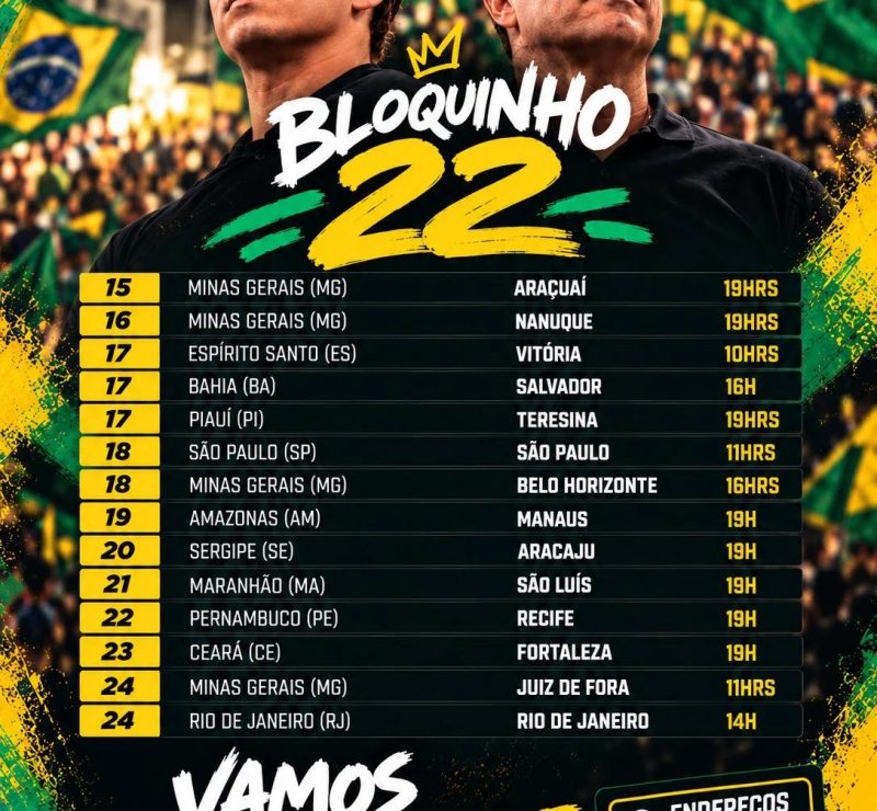 Flávio e Nikolas convocam atos para a reta final em ao menos 14 cidades