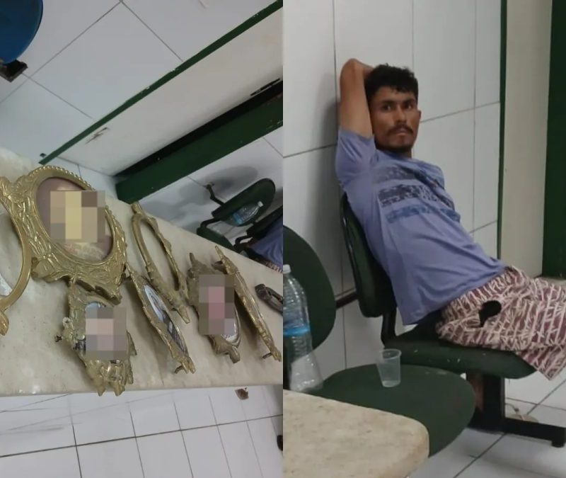 Homem é preso após furtar placas de jazigos em cemitério no interior do Ceará