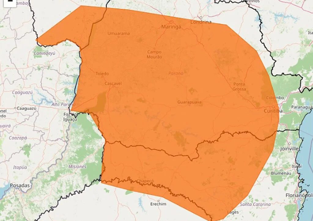 Inmet emite alerta laranja de tempestade para mais de 300 cidades do Paraná. Veja quais