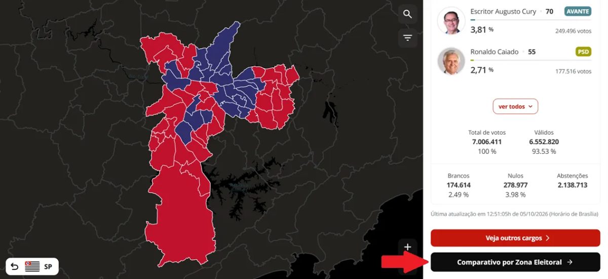 MAPA: veja o resultado das eleições 2026 no Ceará por local de votação e seção eleitoral