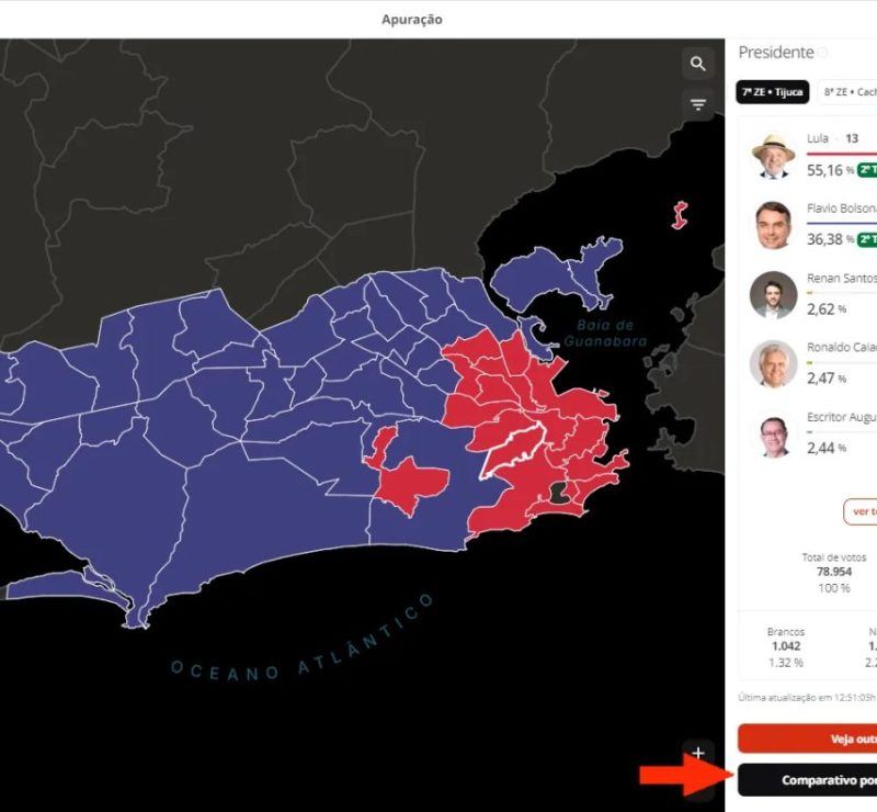 MAPA: veja o resultado das eleições 2026 no Rio de Janeiro por local de votação e seção eleitoral