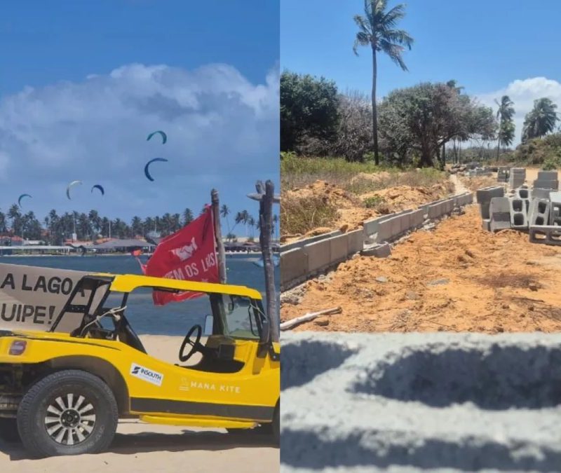 Moradores denunciam construção de muro em acesso à Lagoa do Cauípe, paraíso natural do Ceará, e obra é embargada