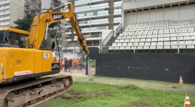 Obras de reservatório contra alagamentos começam no estádio Caio Martins, em Niterói