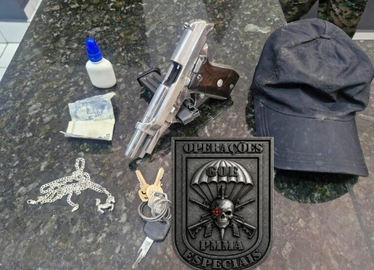 Polícia Militar prende homem e apreende adolescente com pistola em Caxias
