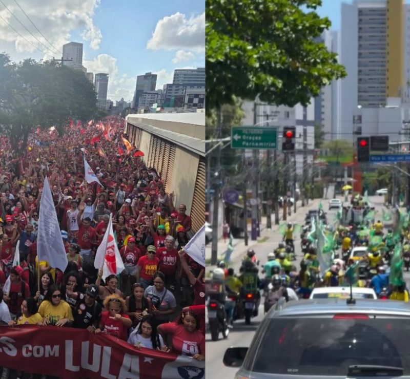 Recife tem atos de apoio à reeleição de Lula e carreata em defesa de Flávio Bolsonaro