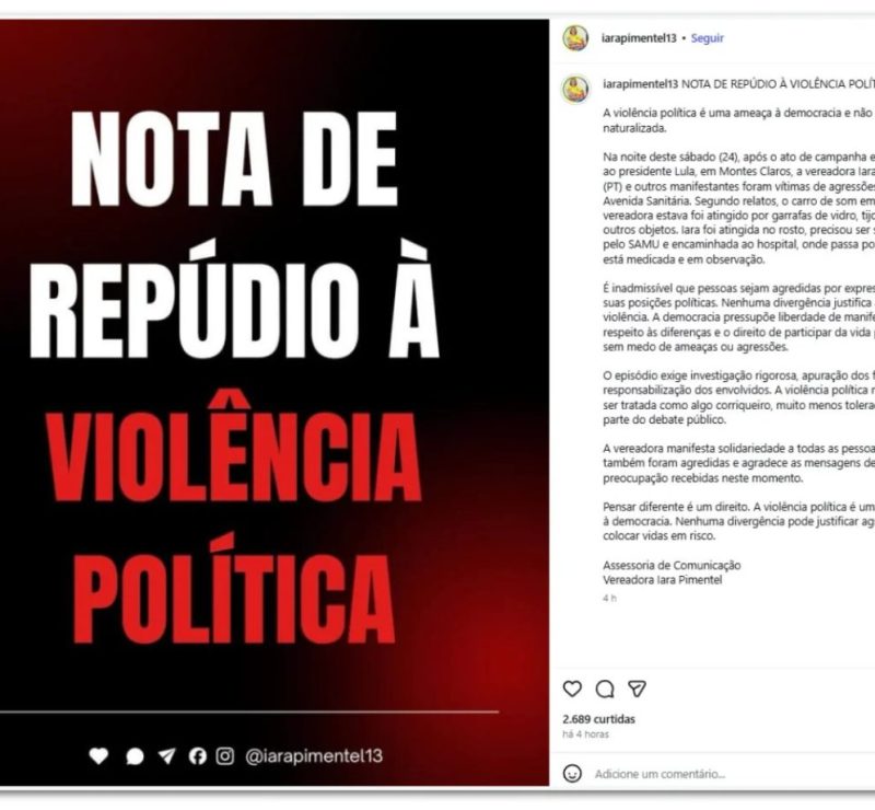 Vereadora do PT é atacada durante carreata em Montes Claros