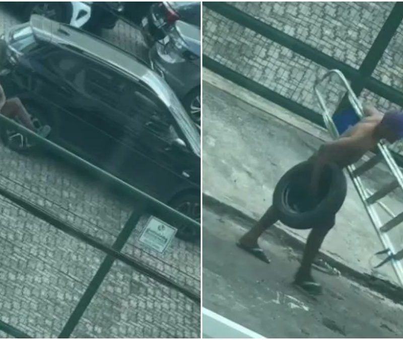 Vídeo: homem invade revendedora de veículos e furta objetos em Fortaleza