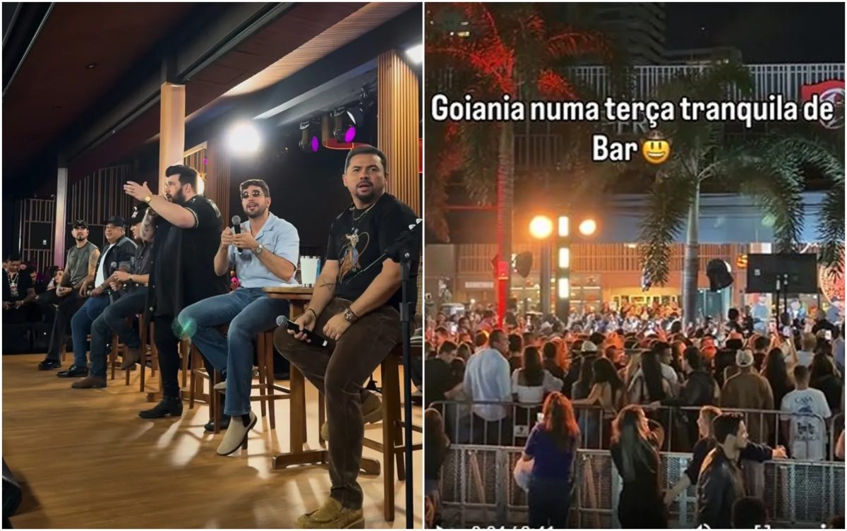 Zé Vaqueiro, Nattan, Panda e mais famosos se reúnem em bar, e web brinca: 'Goiânia em um terça tranquila'
