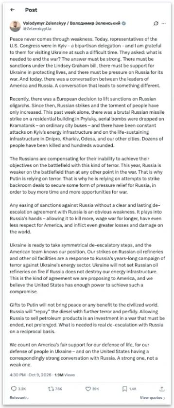 Zelensky critica acordo de Trump para compra de diesel russo